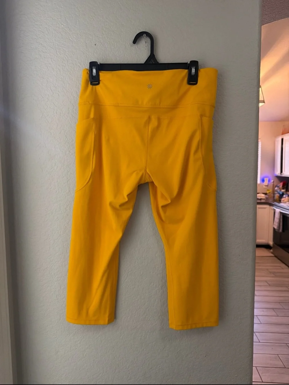 Athleta Sunburst Yellow Capri Leggings with Side Pockets
